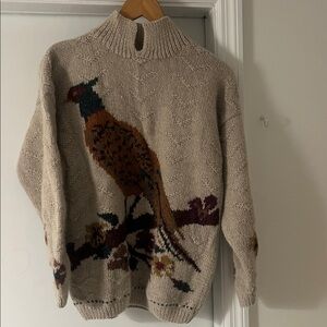 Outback Red Beige Sweater with Bird Design